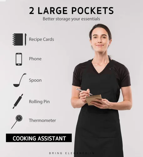 Vista 3 de Syntus 4 Pack Adjustable Bib Apron with 2 Pockets Cooking Kitchen Aprons for Women Men Chef
