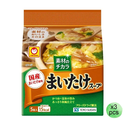 Vista 2 de Sozainochikara" Sopa Maitake Liofilizada (5 bolsas) 0.8oz 3pcs Sopa instantánea japonesa Maruchan Ninjapo