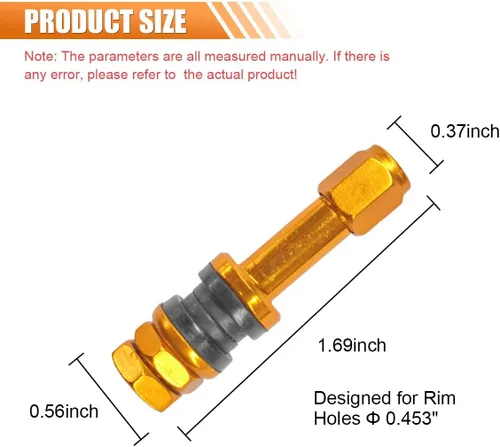 Vista 2 de 5 piezas TR43E/VS43 - Vástagos de válvula de neumático sin cámara de metal, montaje de vástago de válvula de aleación de aluminio para orificio