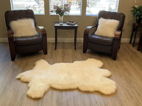Vista 10 de LAMBZY Alfombra rectangular de piel de oveja sintética, súper suave, hipoalergénica, de felpa, lujosa alfombra de felpa sedosa para dormitorio, sala