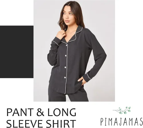 Vista 6 de Conjunto de pijama para mujer, algodón Pima peruano, suavidad superior, conjunto de ropa de descanso para mujer