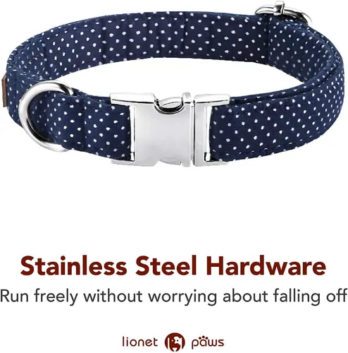 Vista 105 de Lionet Paws Collar de perro de Halloween con corbatín, bonito collar de algodón ajustable con hebilla de metal para perros pequeños, medianos y A