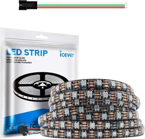 Vista 13 de Tira de luces LED WS2812B de 16.4 pies, 5 V, 150 LED RGB IC 5050SMD direccionables individuales – PCB blanco flexible IP30-30LEDs/m MagicRGB Dream
