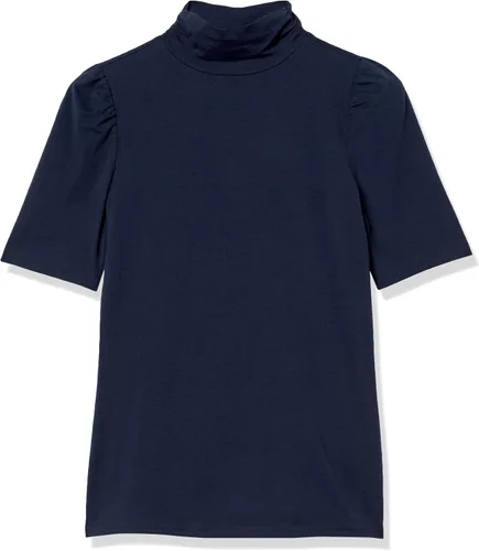 Vista 5 de Tienda Essentials Cuello alto de manga abullonada de algodón modal drapeado para mujer