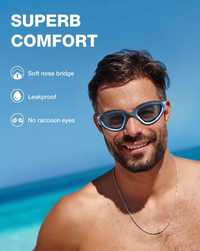 Vista 4 de ZIONOR G1 MAX - Gafas de natación polarizadas antivaho para hombres y mujeres A (polarizado + humo brillante)