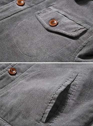 Vista 5 de Chaqueta de pana casual con forro de sherpa para hombre