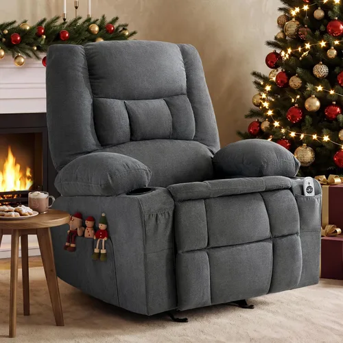 Vista 15 de Rocker - Silla reclinable con masaje y calor, silla reclinable para adultos Beige