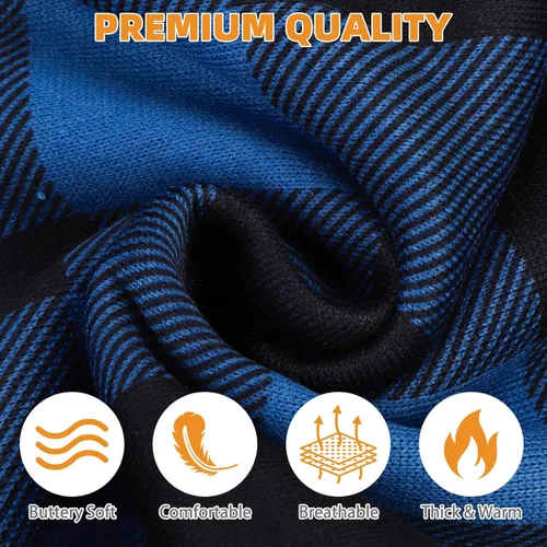 Vista 4 de KOOLTAIL Sudadera a cuadros con capucha, con gorro y bolsillo, para perros pequeños, medianos y grandes y gatos, abrigo suave y cálido para invierno