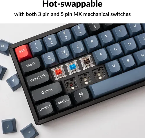Vista 3 de Keychron K6 Pro Teclado mecánico inalámbrico personalizado, macro programable QMKLauncher, interruptor marrón Keychron K Pro intercambiable