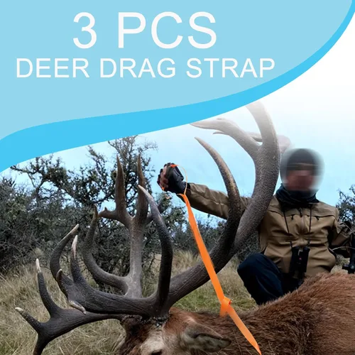 Vista 5 de 3 correas de arrastre de ciervo naranja, engranaje de arrastre y arnés de ciervos, cuerda de remolque, accesorios de caza de ciervos con mango
