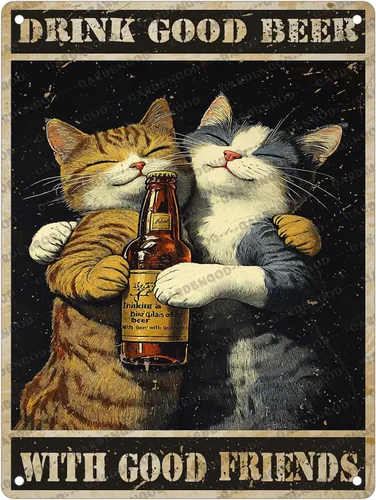 Vista 26 de Cartel de metal divertido vintage con diseño de gato de cocina con texto en inglés «Cat Never Trust A Skinny Cook», póster de metal para el hogar