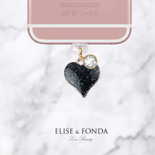 Vista 3 de ELISE & FONDA CP130 Puerto de carga USB Anti Polvo Plug Little Heart Love Colgante Colgante Teléfono Charm para iPhone 11/XS MAX/XR/X/8