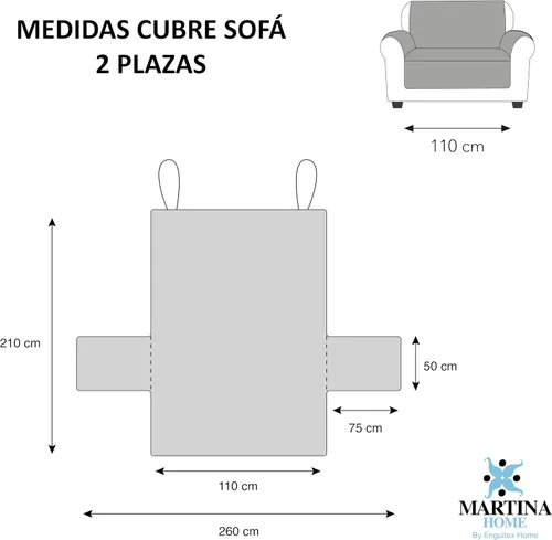 Vista 3 de Martina Home Sofa Cover Diameter 2 Seats Beige / Brown