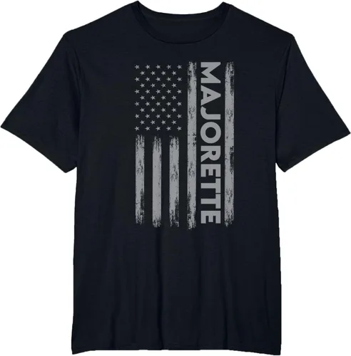 Vista 34 de Great Majorette - Camiseta de bastón giratorio con diseño de bandera de Estados Unidos, Negro, S