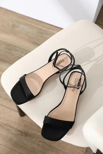 Vista 8 de Sandalias de tacón de gatito para mujer, con correa al tobillo, sandalias de tacón cuadrado con punta abierta, zapatos de fiesta de boda
