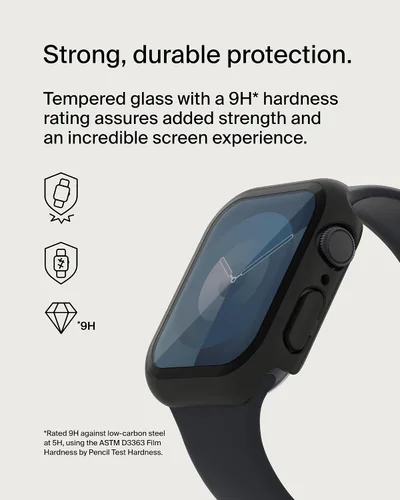 Vista 2 de Belkin ScreenForce - Protector de pantalla para Apple Watch 8 (1.772 in), color negro Protección de vidrio templado, compatible con Apple Watch
