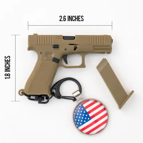 Vista 5 de Drovier Llavero de pistola + como regalo llavero de la bandera estadounidense, llavero de mini pistola, llavero de pistola - llaveros geniales