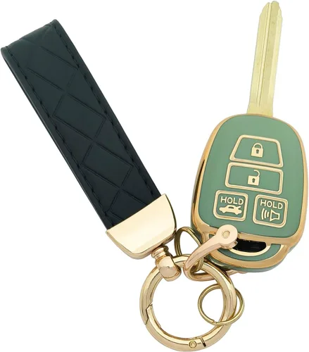 Vista 9 de Funda protectora de TPU para llavero compatible con Toyota Camry 2012-2017 2014-2017 Corolla Smart Remote Key Fob (negro)