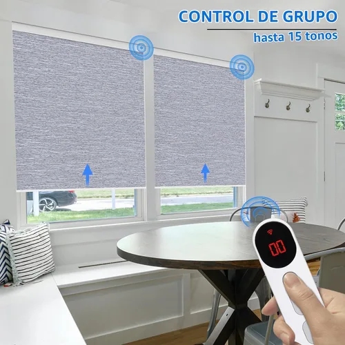 Vista 2 de Persianas enrollables automáticas motorizadas inalámbricas con control remoto (15 canales), control de grupo