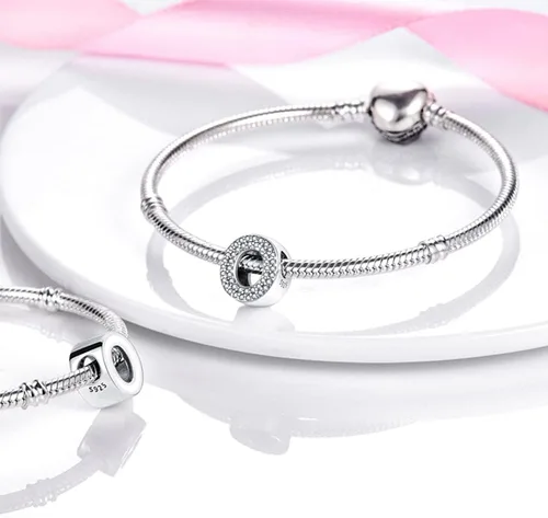 Vista 5 de Dijes de plata de ley 925 con letras del alfabeto A-Z con piedras cúbicas, colgantes aptos para pulseras europeas originales, dijes, joyería