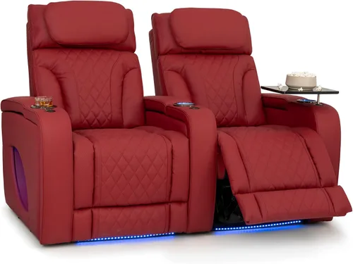 Vista 14 de Seatcraft Luminis 365 - Asiento de cine en casa (fila de 2 biplazas), color carmesí