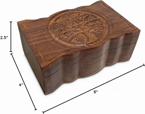 Vista 3 de New Age Imports, caja de madera árbol de la Vida, 4 x 6 pulgadas.