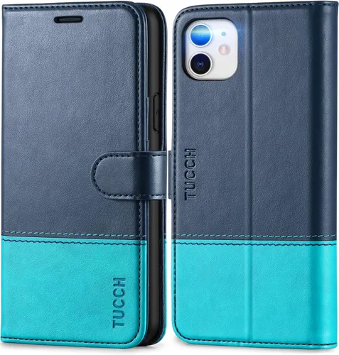 Vista 22 de TUCCH Funda tipo cartera para iPhone 11, [con bloqueo RFID] ranuras para tarjetas, soporte, cierre magnético, funda protectora de piel sintética