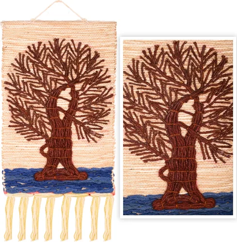 Vista 6 de Tarini Gallery Tapiz tejido a mano de yute para colgar en la pared, arte para ver el hogar, paisaje natural para decoración de oficina en casa