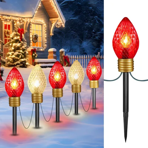 Vista 13 de Strawberry Jumbo C9 Luces de Camino de Navidad para Exteriores - 8.5 Pies 5 Luces LED C9 de Navidad, Luces C7 Cubiertas Jumbo Multicolor Luces