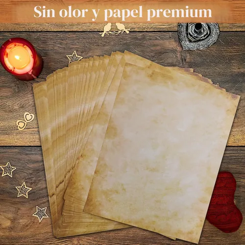 Vista 7 de 80 hojas de papel vintage, papel de impresora tamaño carta de 8.5 x 11 pulgadas, papelería antigua para escribir, papel pergamino envejecido