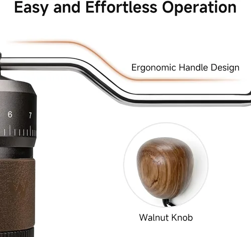 Vista 5 de HiBREW G4B - Molinillo de café manual con esfera ajustable externa, molino de rebabas cónicas de aluminio, ajustes numéricos y estuche de viaje