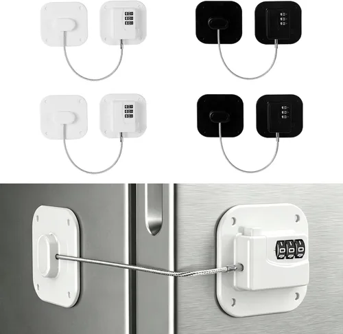 Vista 14 de Cerradura de refrigerador, cerraduras de refrigerador para niños, cerradura de congelador con combinación para refrigeradores, cajones, armarios