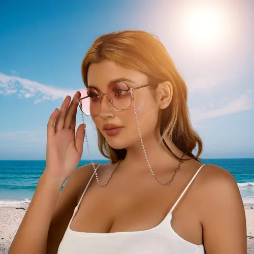 Vista 61 de AllenCOCO Cadena para gafas, correa para lentes de sol para mujer, cadena de oro de 14 quilates, soporte para lentes alrededor del cuello