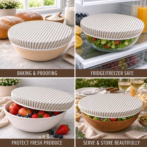 Vista 8 de Nectar & Nest Fundas reutilizables para cuencos a prueba de pan (12 pulgadas, paquete de 2 unidades), fundas reutilizables para cuencos de cera