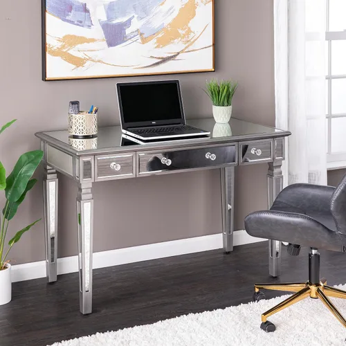 Vista 2 de SEI Furniture Wedlyn - Escritorio con espejo, color plateado