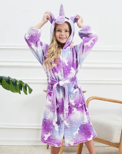 Vista 3 de Bata suave con capucha de unicornio con diadema y vendas para niñas
