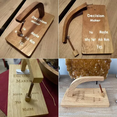 Vista 4 de Firlar Creativo tomador de decisiones magnético, tomador de decisiones de madera con péndulo magnético para decisiones, escritorio de decisión