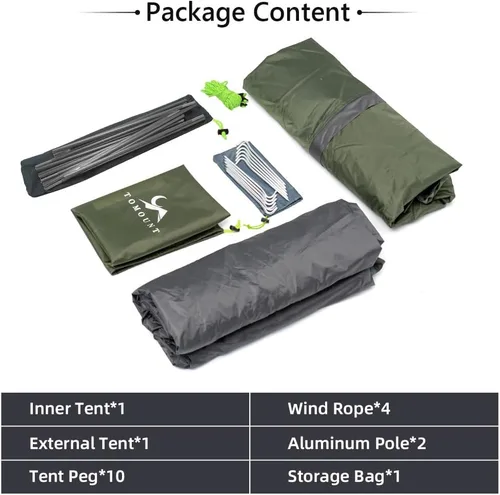 Vista 6 de MC TOMOUNT - Tienda de campaña para mochileros para 1-2 personas, impermeable, ligera, de doble capa, poste de aluminio independiente para acampar