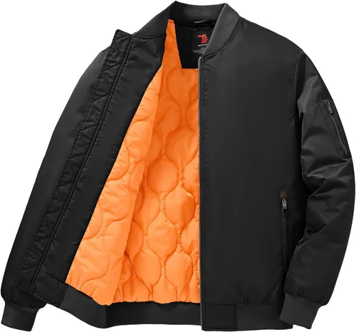 Vista 9 de TBMPOY Men's Winter Bomber Jacket Warm Fall Casual Flight Windbreaker Padded Coats Full Zip Stylish Varsity
