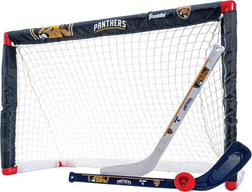 Vista 30 de Franklin Sports NHL - Juego de mini hockey para niños, portería de hockey sobre rodilla, pelota + 2 palos, juego de juguetes para interiores