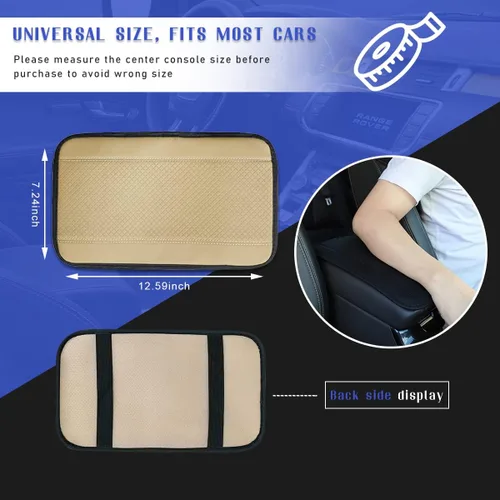 Vista 2 de Ziciner Almohadilla de cuero para reposabrazos de consola central de automóvil, protector impermeable de PU para caja de asiento de automóvil