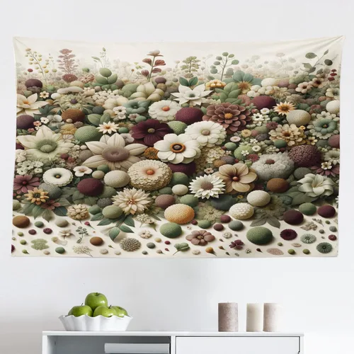 Vista 105 de Ambesonne Tapiz de hongos, atmósfera psicodélica, escena astral estrellada con motivos orientales trippy, decoración de tela para colgar en la pared