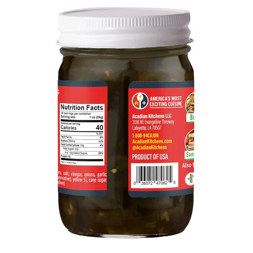 Vista 3 de Rebanadas de jalapeño confitadas de 12 onzas líquidas Ragin' Cajun Foods (paquete de 1) Sweet-and-spicy candied jalapeno slices for burgers