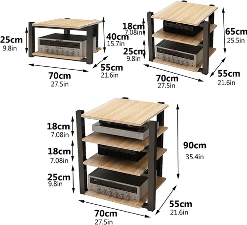 Vista 2 de Soporte para medios AV, estantería audiovisual, gabinete estéreo, torre de estante de audio, gabinete de consola de reproductor de discos, estantes