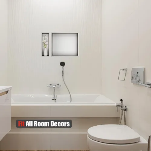 Vista 5 de JQK Niche de ducha sin necesidad de azulejos, estante de baño de níquel cepillado de 4 x 14 pulgadas, estante organizador de ducha empotrado