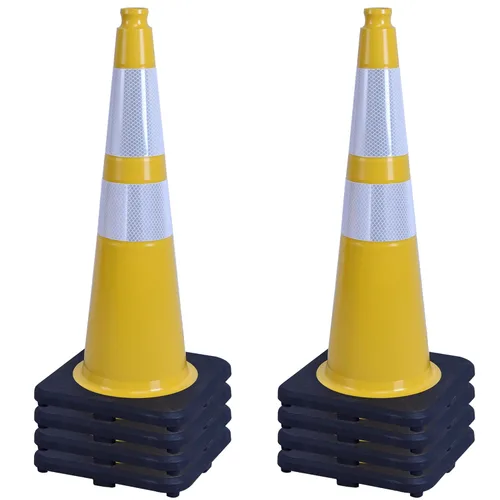Vista 35 de OrangeStar 6 Pack 36" Conos de seguridad de tráfico, conos de estacionamiento verdes con collar reflectante, conos de construcción con base