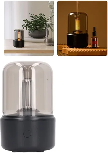 Vista 3 de Humidificador de luz de velas de bajo ruido portátil USB difusor de aceite esencial humidificador con luz nocturna LED 4.1 fl oz
