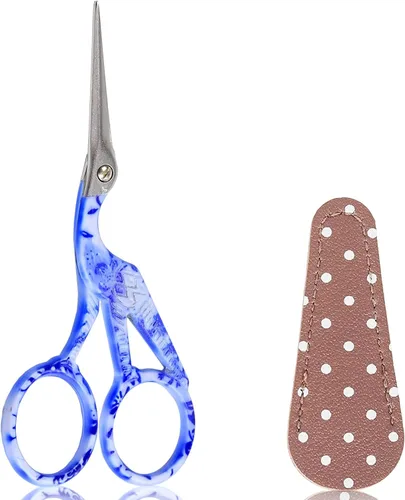 Vista 15 de BIHRTC - Tijeras pequeñas de 3.6 pulgadas para manualidades, punto de cruz, tejido, costura, enhebrado, trabajo de aguja, arte, bricolaje, con punta