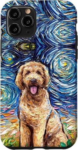 Vista 29 de Cute Goldendoodle Starry Night Doodle Dog Art by Aja Case for iPhone 17