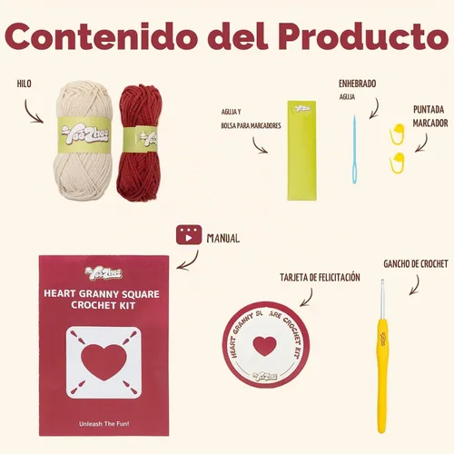 Vista 4 de Yeezhee Kit de ganchillo para principiantes, kit de iniciación de Granny Square con tutoriales en video paso a paso, kit de tejido para adultos